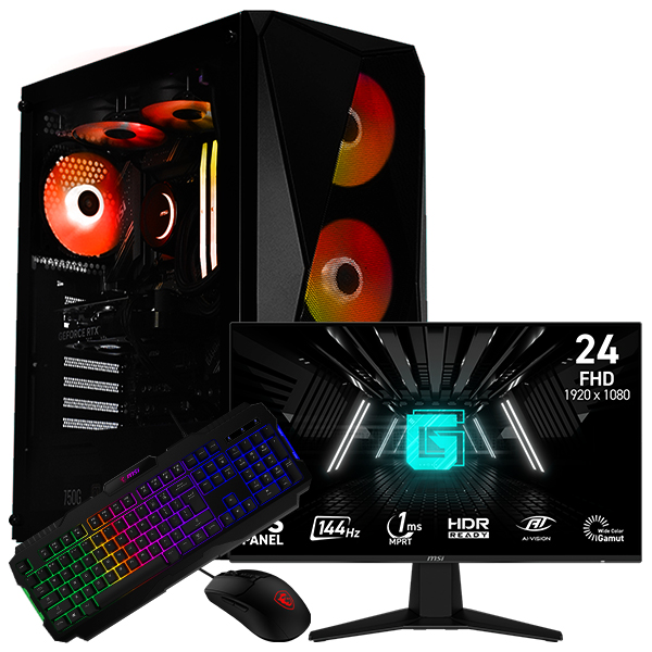 SETUP GAMER R5 5500/RX7600/16Go/500Go + G242L E14 + GK100 + GM100